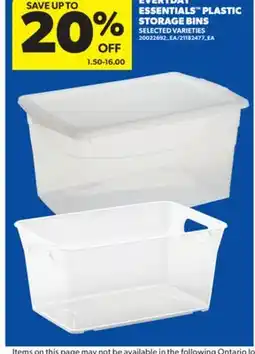 Real Canadian Superstore EVERYDAY ESSENTIALS PLASTIC STORAGE BINS offer