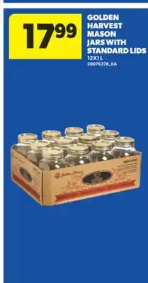 Real Canadian Superstore GOLDEN HARVEST MASON JARS WITH STANDARD LIDS, 12X1 L offer