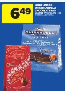 Real Canadian Superstore LINDT LINDOR OR GHIRARDELLI CHOCOLATE BAG, 142-153 G offer