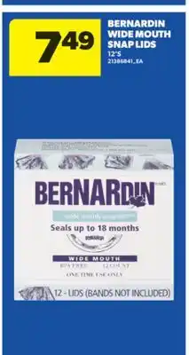 Real Canadian Superstore BERNARDIN WIDE MOUTH SNAP LIDS, 12' S offer