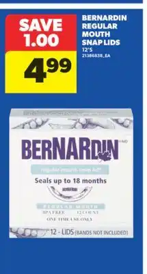 Real Canadian Superstore BERNARDIN REGULAR MOUTH SNAP LIDS, 12' S offer