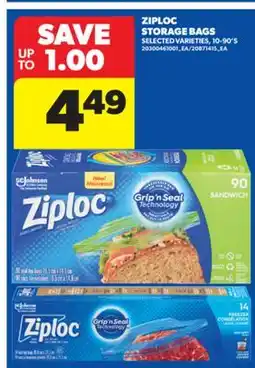 Real Canadian Superstore ZIPLOC STORAGE BAGS, 10-90' S offer