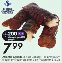 Sobeys Atlantic Canada 3-4 oz Lobster Tail offer