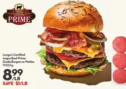 Longo's Longo's Certified Angus Beef Prime Grade Burgers or Patties offer