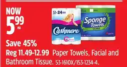 Canadian Tire cashmere,sponge towel Paper Towels, Facial and Bathroom Tissue offer