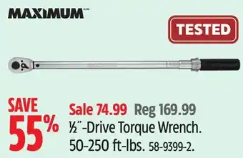 Canadian Tire MAXIMUM 1⁄2˝-Drive Torque Wrench offer