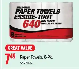 Canadian Tire MEGA Paper Towels, 8-Pk offer
