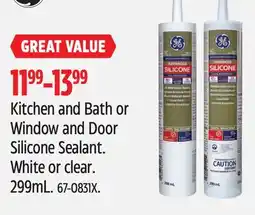 Canadian Tire GE Kitchen and Bath or Window and Door Silicone Sealant offer