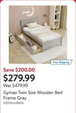 Walmart Gymax Twin Size Wooden Bed Frame Gray offer