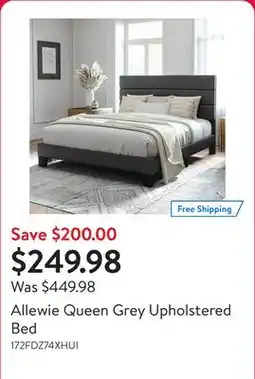 Walmart Allewie Queen Grey Upholstered Bed offer