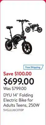 Walmart DYU 14 Folding Electric Bike for Adults Teens, 250W offer
