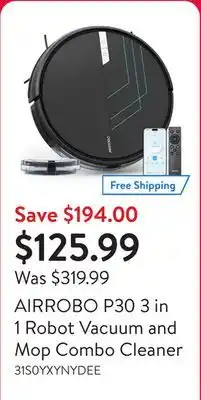 Walmart AIRROBO P30 3 in 1 Robot Vacuum and Mop Combo Cleaner offer