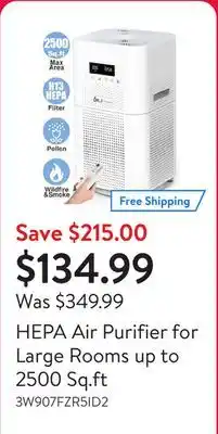 Walmart HEPA Air Purifier for Large Rooms up to 2500 Sq.ft offer