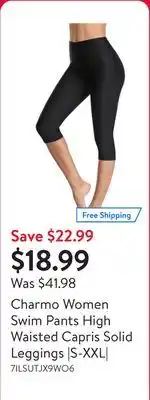 Walmart Charmo Women Swim Pants High Waisted Capris Solid Leggings |S-XXL| offer