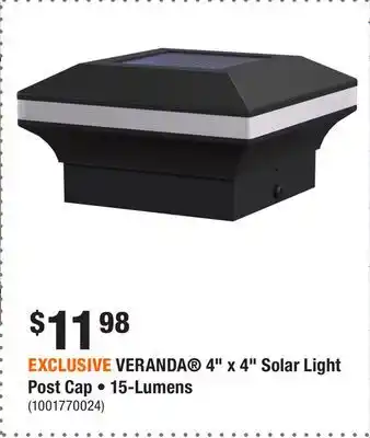 Home Depot EXCLUSIVE VERANDA 4 x 4 Solar Light Post Cap • 15-Lumens offer