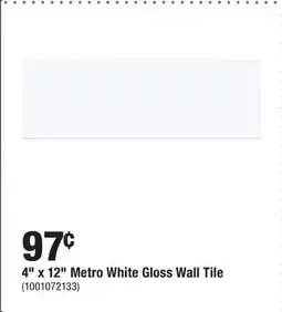Home Depot 4 x 12 Metro White Gloss Wall Tile offer