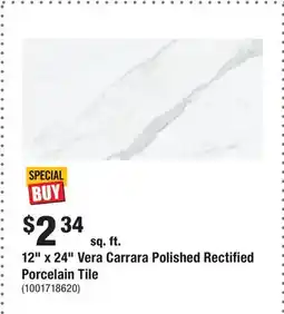 Home Depot 12 x 24 Vera Carrara Polished Rectified Porcelain Tile offer