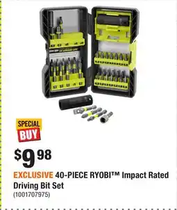 Home Depot EXCLUSIVE 40-PIECE RYOBI Impact Rated Driving Bit Set offer