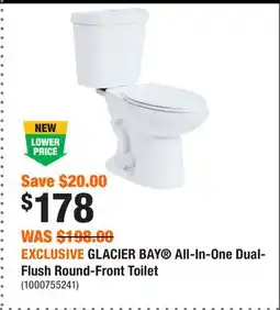 Home Depot EXCLUSIVE GLACIER BAY All-In-One Dual-Flush Round-Front Toilet offer