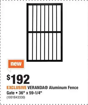 Home Depot EXCLUSIVE VERANDA Aluminum Fence Gate • 36 x 59-1/4 offer