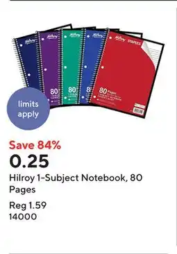 Staples Hilroy 1-Subject Notebook, 80 Pages offer