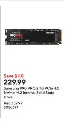 Staples Samsung 990 PRO 2 TB PCIe 4.0 NVMe M.2 Internal Solid State Drive offer