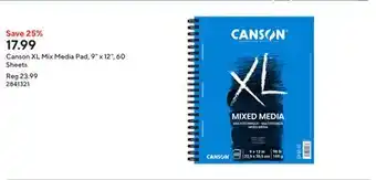 Staples Canson XL Mix Media Pad, 9 x 12, 60 Sheets offer