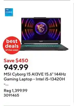 Staples MSI Cyborg 15 A13VE 15.6 144Hz Gaming Laptop - Intel i5-13420H - RTX 4050 - 512GB NVMe SSD - 16GB RAM - Windows 11) offer
