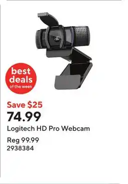 Staples Logitech HD Pro Webcam offer