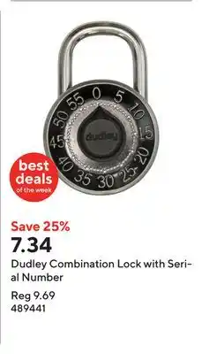 Staples Dudley Combination Lock with Serial Number offer