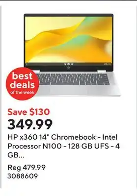 Staples HP x360 14 Chromebook - Intel Processor N100 - 128 GB UFS - 4 GB RAM - Chrome OS offer