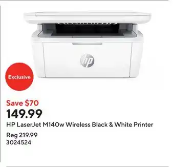 Staples HP LaserJet M140w Wireless Black & White Printer offer