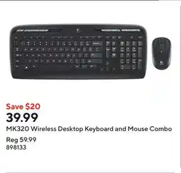 Staples MK320 Wireless Desktop Keyboard and Mouse Combo offer