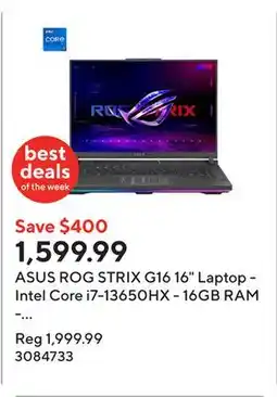 Staples ASUS ROG STRIX G16 16 Laptop - Intel Core i7-13650HX - 16GB RAM - 512GB SSD - Windows 11 Home offer