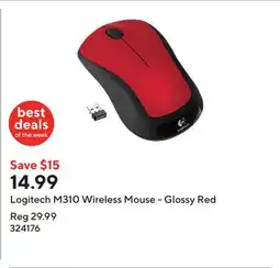 Staples Logitech M310 Wireless Mouse - Glossy Red offer