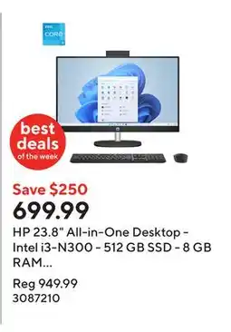 Staples HP 23.8 All-in-One Desktop - Intel i3-N300 - 512 GB SSD - 8 GB RAM - Windows 11 Home offer