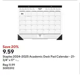 Staples Staples 2024-2025 Academic Desk Pad Calendar - 21-3/4 x 17 - Bilingual offer