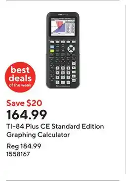 Staples TI-84 Plus CE Standard Edition Graphing Calculator offer
