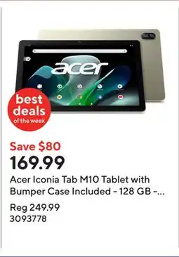 Staples Acer Iconia Tab M10 Tablet with Bumper Case Included - 128 GB - Champagne offer