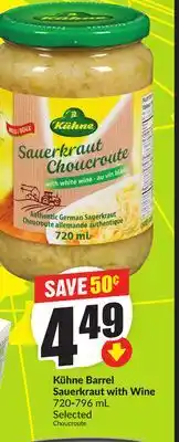 FreshCo Kuhne Barrel Sauerkraut with Wine 720-796 mL offer