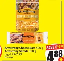 FreshCo Armstrong Cheese Bars 400 g Armstrong Shreds 320 g offer