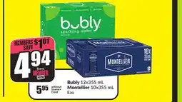 FreshCo Bubly 12x355 ml Montellier 10x355 ml offer