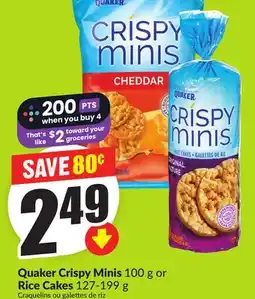 FreshCo Quaker Crispy Minis 100 g or Rice Cakes 127-199 g offer