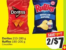 FreshCo Doritos 210-280 g Ruffles 180-200g offer