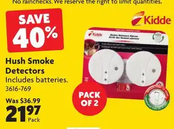 Home Hardware Hush Smoke Detectors offer
