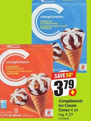Chalo FreshCo Compliments Ice Cream Cones 4 pk offer
