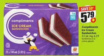 Chalo FreshCo Compliments Ice Cream Sandwiches 12 pk offer