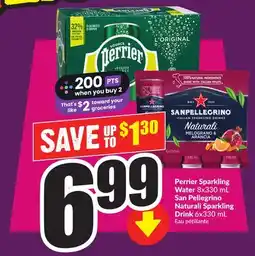 Chalo FreshCo Perrier Sparkling Water 8x330 mL San Pellegrino Naturali Sparkling Drink 6x330 mL offer