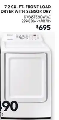 RONA 7.2 CU. FT. FRONT LOAD DRYER WITH SENSOR DRY offer
