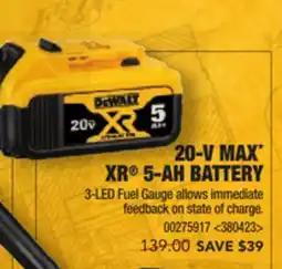 RONA DEWALT 20-V MAX XR 5-AH BATTERY offer